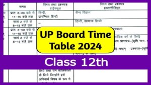 UP 12th Board Exam Time Table 2024